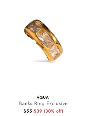 Gold Crystal Accent Band Ring - Clear Stone